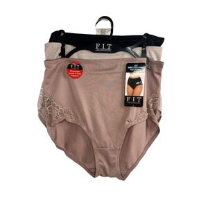FIT Figure Improving Technology 3 Pack High Waisted Briefs Light Control Lace L